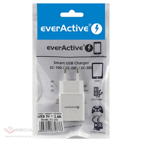 Ładowarka sieciowa everActive SC-200 1xUSB 2,4A