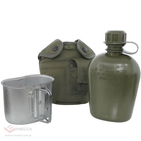 Manierka Mil-Tec US Plastic Canteen z pokrowcem i kubkiem - Olive