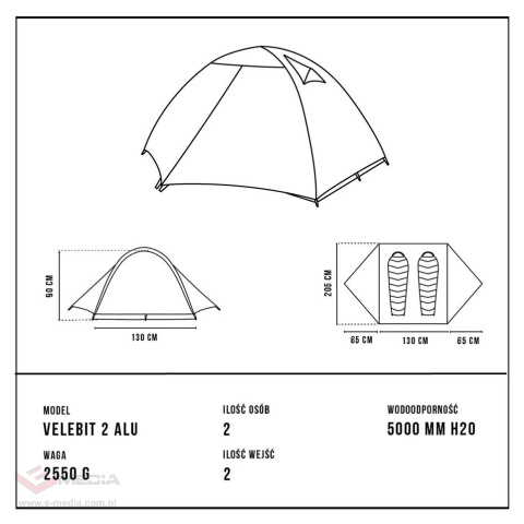 Namiot 2-osobowy Alpinus Velebit 2 Alu
