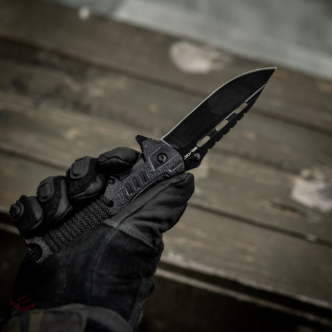 Mil-Tec Paracord Black Folding Knife with Flint