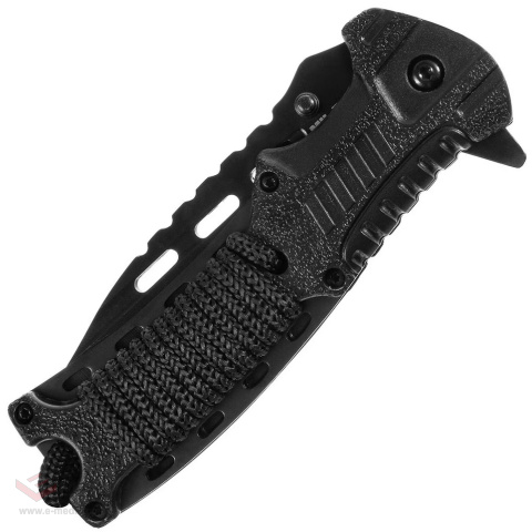 Mil-Tec Paracord Black Folding Knife with Flint