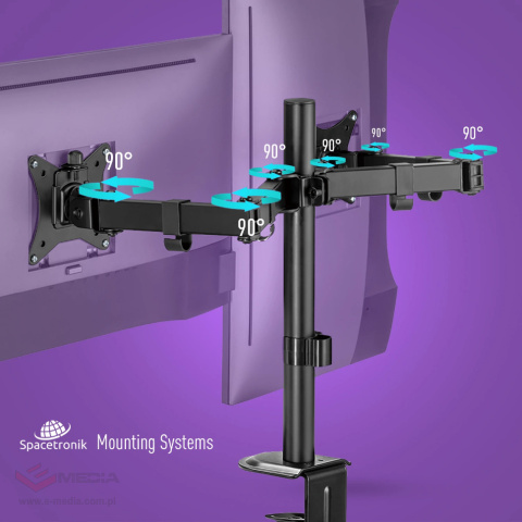 Uchwyt biurkowy na 2 monitory przegubowy Spacetronik SPA-120