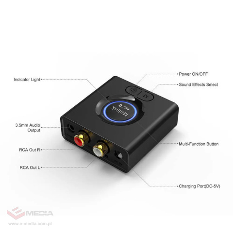 ML200 Odbiornik Audio Bluetooth 5.0 RCA Audio Jack 50m Miilink