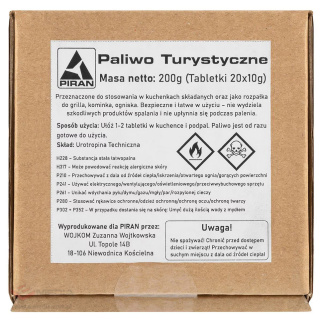 Paliwo stałe Piran do kuchenek turystycznych 20 x 10g