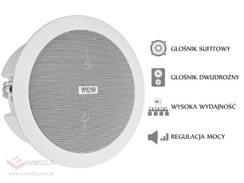 GŁOŚNIK SUFITOWY PA HQM-SOZ1024 10W 100V BIAŁY