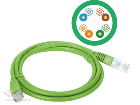 Patch-cord U/UTP kat.5e PVC 2.0m zielony ALANTEC