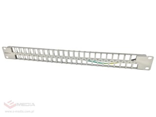 Patch panel 19" modularny 48 portów 1U z podporą niewyposażony ALANTEC