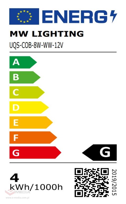 TAŚMA LED LED-COB-12V/8W-WW/5M - 3000 K MW Lighting