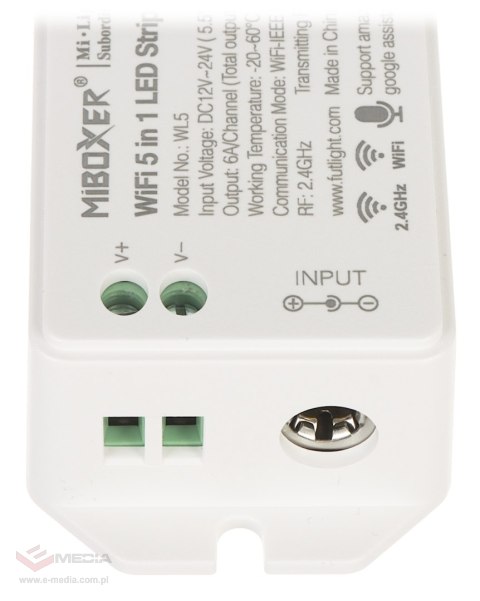 STEROWNIK OŚWIETLENIA LED LED-RGBW-WC/WIFI Wi-Fi, 2.4 GHz, RGBCCT (RGBWW) 12 ... 24 V DC MiBOXER / Mi-Light