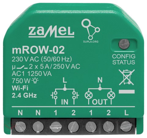 INTELIGENTNY PRZEŁĄCZNIK M/ROW-02 Wi-Fi SUPLA 230 V AC ZAMEL