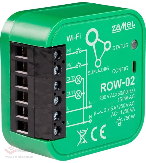 INTELIGENTNY PRZEŁĄCZNIK ROW-02 Wi-Fi SUPLA 230 V AC ZAMEL