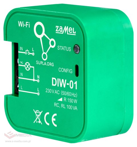 INTELIGENTNY ŚCIEMNIACZ OŚWIETLENIA DIW-01 Wi-Fi, 230 V AC ZAMEL