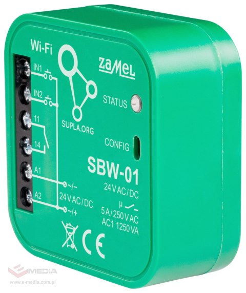 INTELIGENTNY STEROWNIK BRAM I DRZWI SBW-01 Wi-Fi, SUPLA 24 V AC/DC ZAMEL