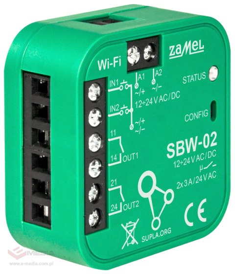 INTELIGENTNY STEROWNIK BRAM I DRZWI SBW-02 Wi-Fi, 12 ... 24 V AC/DC ZAMEL