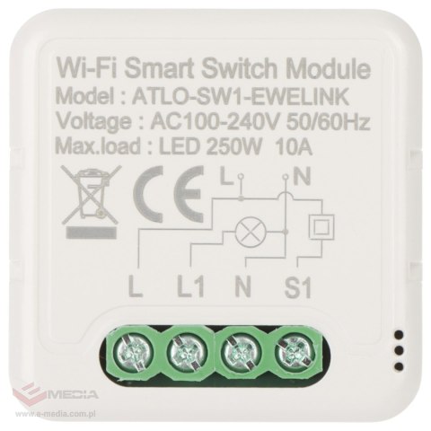 INTELIGENTNY STEROWNIK OŚWIETLENIA LED ATLO-SW1-EWELINK Wi-Fi, eWeLink