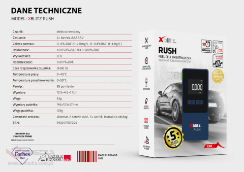 Xblitz Rush electrochemical breathalyzer