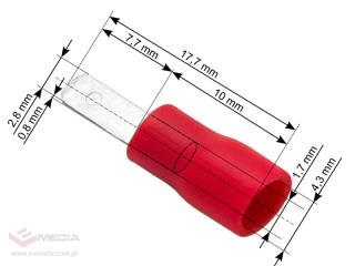 Isolierter Flachstecker 2,8/0,8 rot 100 Stk.