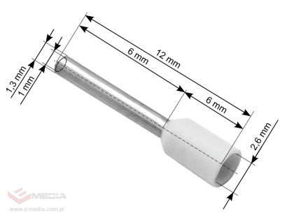 Insulated connector sleeve 0.5/6 white 100 pcs.