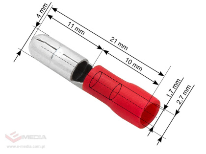 Stecker isolierter Stecker 4,0/21mm rot 100 Stk.