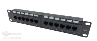 Patch panel 12-port UTP6 1U 10" złącza krone