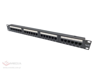 Patch panel 24-port UTP5e 1U 19" bez półki