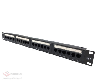 Patch panel 24-port UTP6 1U 19" bez półki krone LS