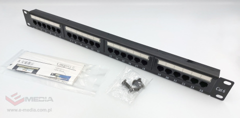 Patch panel 24-port UTP6 1U 19" bez półki krone LS