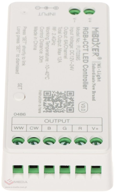 STEROWNIK OŚWIETLENIA LED FUT039S 2.4 GHz, RGBCCT (RGBWW) 12 ... 24 V DC MiBOXER / Mi-Light