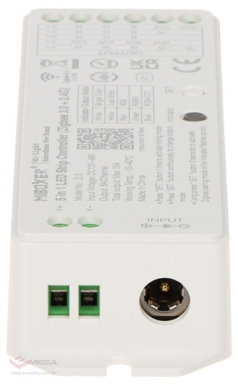 STEROWNIK OŚWIETLENIA LED ZigBee, ZL5 Wi-Fi, 2.4 GHz, RGBCCT (RGBWW) 12 ... 48 V DC MiBOXER / Mi-Light