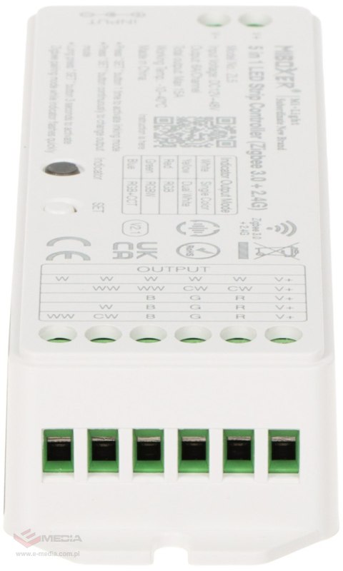 STEROWNIK OŚWIETLENIA LED ZigBee, ZL5 Wi-Fi, 2.4 GHz, RGBCCT (RGBWW) 12 ... 48 V DC MiBOXER / Mi-Light