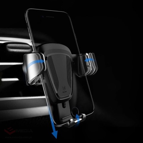 Baseus Gravity Car Mount grawitacyjny uchwyt samochodowy na kratkę wentylacyjną nawiew na telefon 4-6" czarny (SUYL-01)