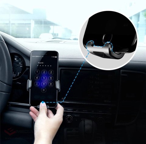 Baseus Gravity Car Mount grawitacyjny uchwyt samochodowy na kratkę wentylacyjną nawiew na telefon 4-6" czarny (SUYL-01)