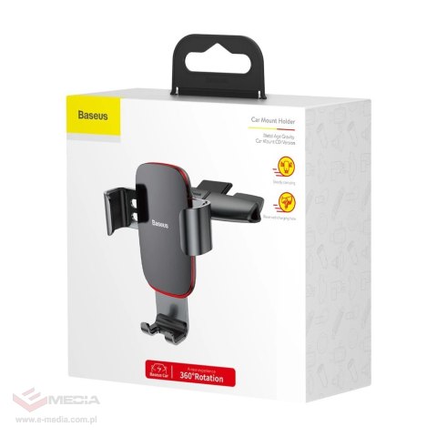 Baseus Metal Age Gravity Car Mount metalowy samochodowy uchwyt grawitacyjny na slot CD czarny (SUYL-J01)