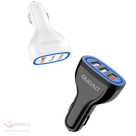 Dudao ładowarka samochodowa szybkie ładowanie Quick Charge 3.0 QC3.0 2.4A 18W 3x USB biały (R7S white)