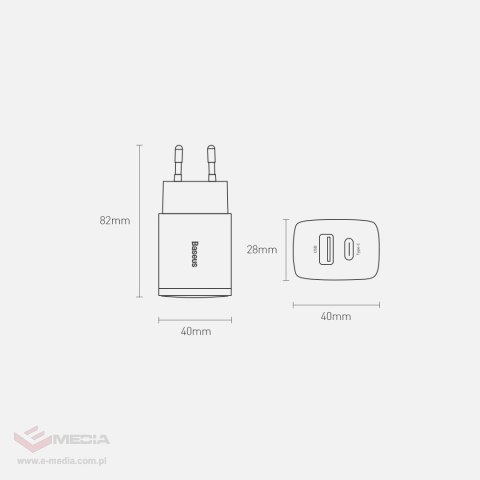 Baseus Compact szybka ładowarka sieciowa USB / USB Typ C 20W 3A Power Delivery Quick Charge 3.0 czarny (CCXJ-B01)