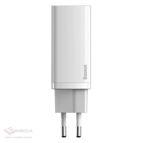 Baseus GaN2 Lite szybka ładowarka sieciowa 65W USB / USB Typ C Quick Charge 3.0 Power Delivery (azotek galu) biały (CCGAN2L-B02)