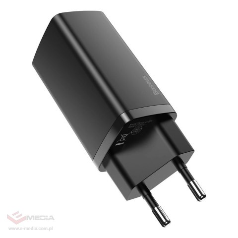 Baseus GaN2 Lite szybka ładowarka sieciowa 65W USB / USB Typ C Quick Charge 3.0 Power Delivery (azotek galu) czarny (CCGAN2L-B01