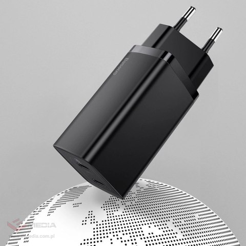 Baseus GaN2 Lite szybka ładowarka sieciowa 65W USB / USB Typ C Quick Charge 3.0 Power Delivery (azotek galu) czarny (CCGAN2L-B01