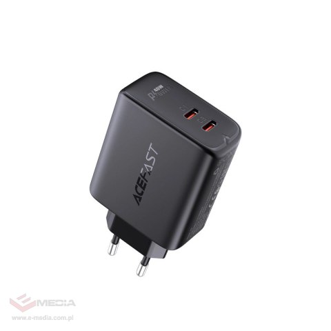 Acefast ładowarka sieciowa 2x USB Typ C 40W, PPS, PD, QC 3.0, AFC, FCP czarny (A9 black)