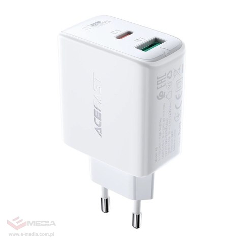 Acefast ładowarka sieciowa USB Typ C / USB 32W, PPS, PD, QC 3.0, AFC, FCP biały (A5 white)