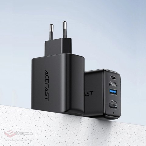 Ładowarka GaN Acefast A17 65W USB-C / USB-A, adapter HDMI 4K 60Hz (zestaw z kablem) - czarna