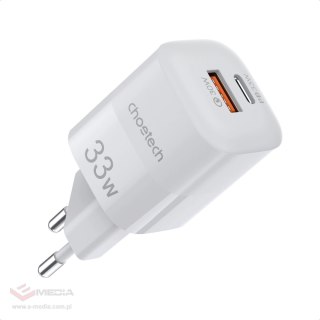 Ładowarka sieciowa Choetech PD5006 GaN USB-A / USB-C 33W PD QC - biała