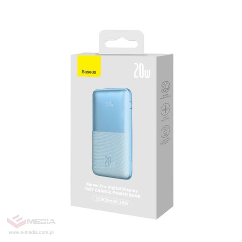 Baseus Bipow Pro powerbank 10000mAh 20W + kabel USB 3A 0.3m niebieski (PPBD040103)