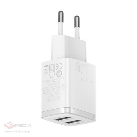 Baseus Compact ładowarka sieciowa 2x USB 10.5W biały (CCXJ010202)