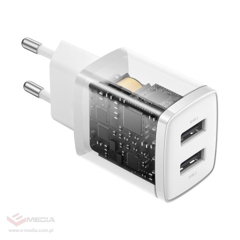 Baseus Compact ładowarka sieciowa 2x USB 10.5W biały (CCXJ010202)