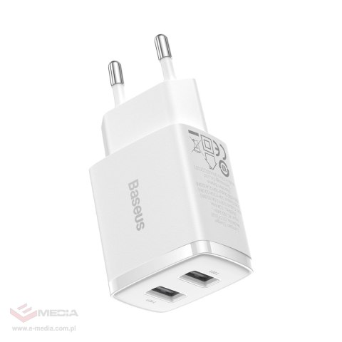 Baseus Compact ładowarka sieciowa 2x USB 10.5W biały (CCXJ010202)