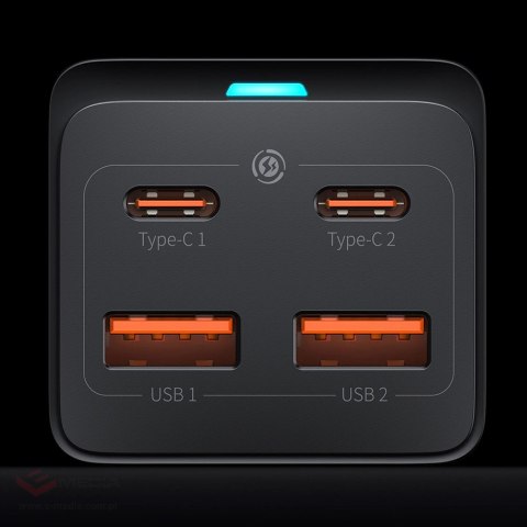 Baseus GaN3 Pro szybka uniwersalna ładowarka sieciowa GaN 2 x USB Typ C / 2x USB 100W PD3.0, QC4.0+, AFC czarny (CCGP000101)