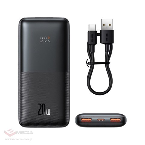 Powerbank Baseus Bipow Pro 10000mAh 20W czarny z kablem USB Typu A - USB Typu C 3A 0.3m (PPBD040201)