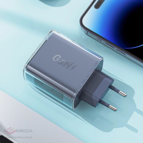 Acefast ładowarka GaN 65W 3 porty (1xUSB, 2xUSB C) fioletowa (A45)