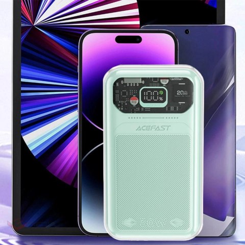 Acefast powerbank 20000mAh Sparkling Series szybkie ładowanie 30W zielony (M2)